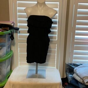 Papaya Black Ruched Strapless Bodycon Dress